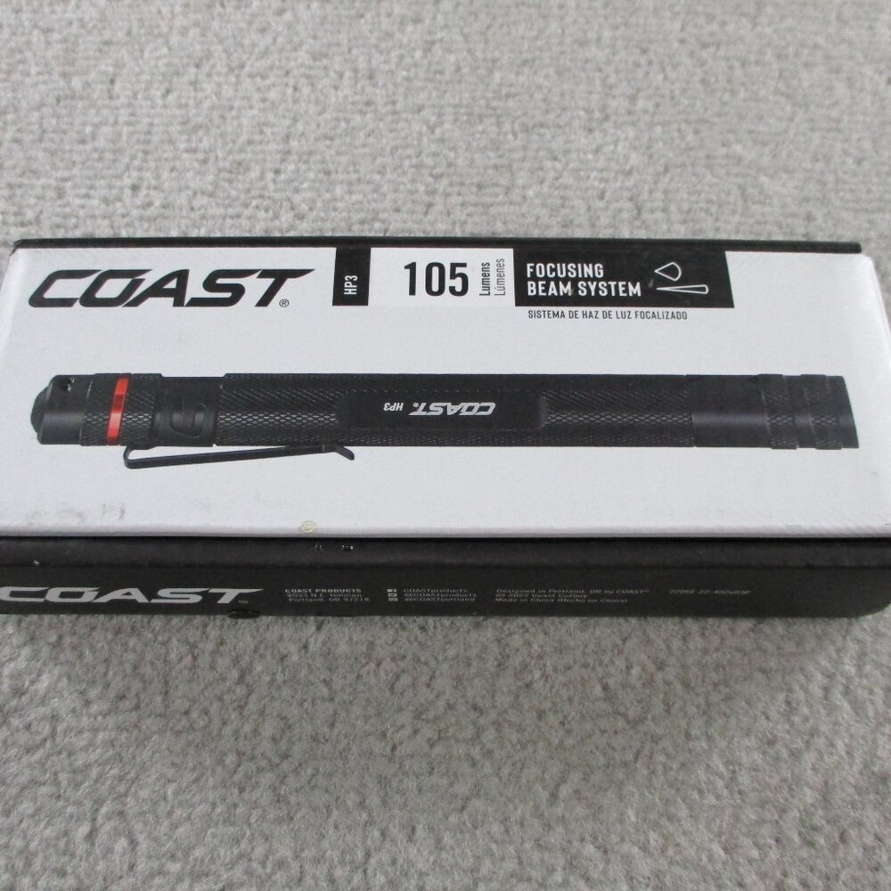 Coast HP3 Flashlight Penlight 105 Lumens Focusing Beam System 62m Storm Proof